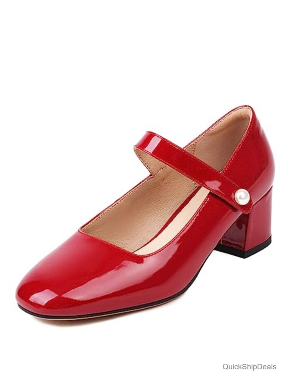 Women's Mary Jane Heels Chunky Block Low Heel Dress Pumps Round Toe